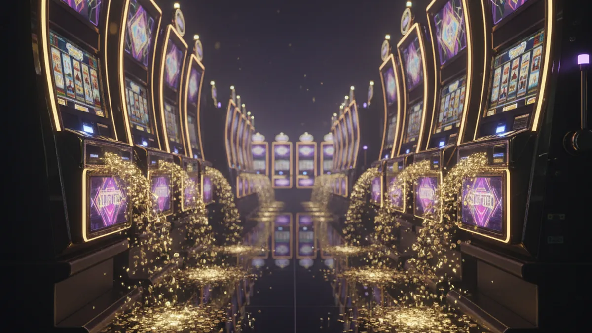 Neon lit casino gaming screen glowing in a dark room